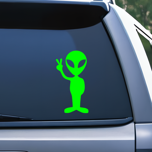 Alien Peace Sign Vinyl Decal Sticker