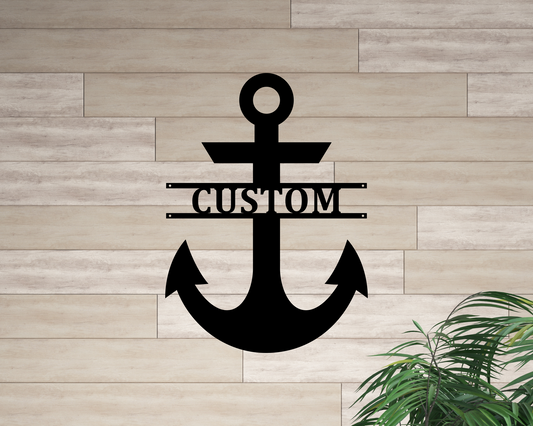 Custom Anchor Family Name Metal Sign, Personalized Monogram Sign