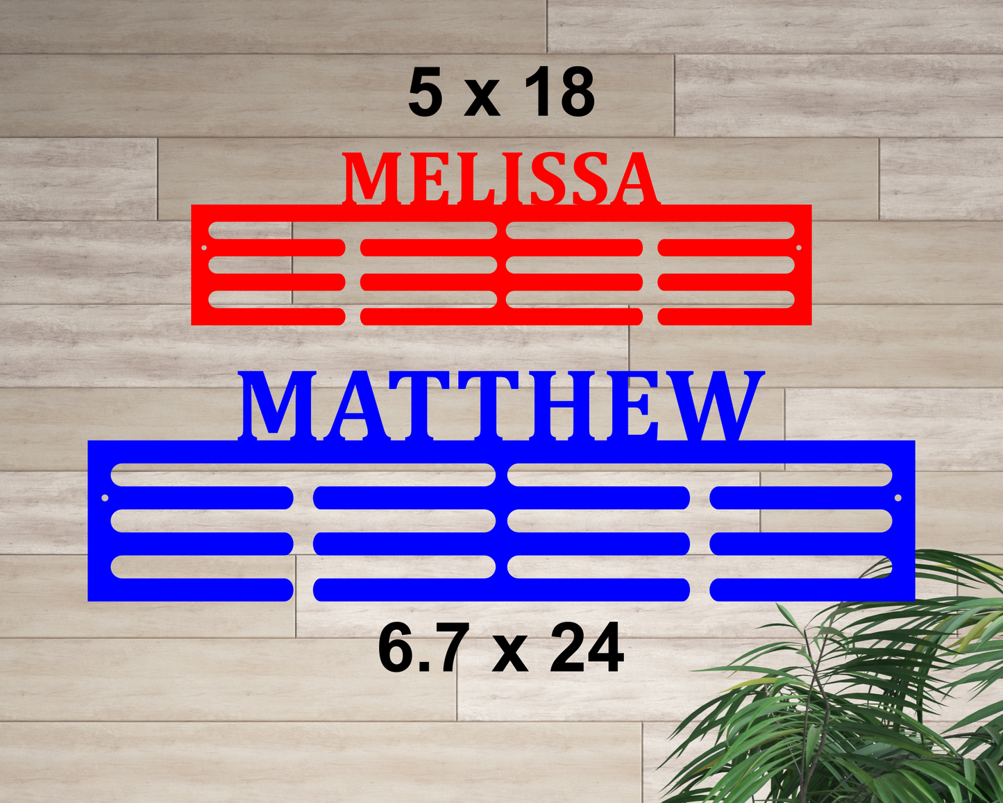 Custom Name Medal Ribbon Display Hanger, Personalized Metal Sports Ribbon Hanger