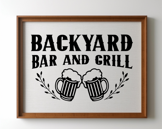 Back yard bar and grill decal