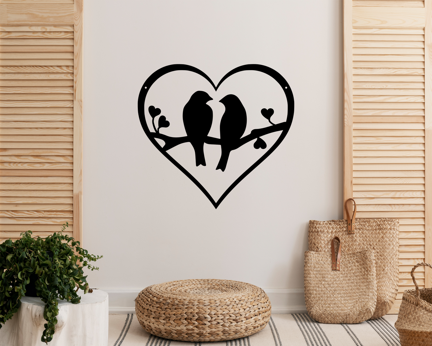 Love Birds Metal Heart Sign, Anniversary Love Gift