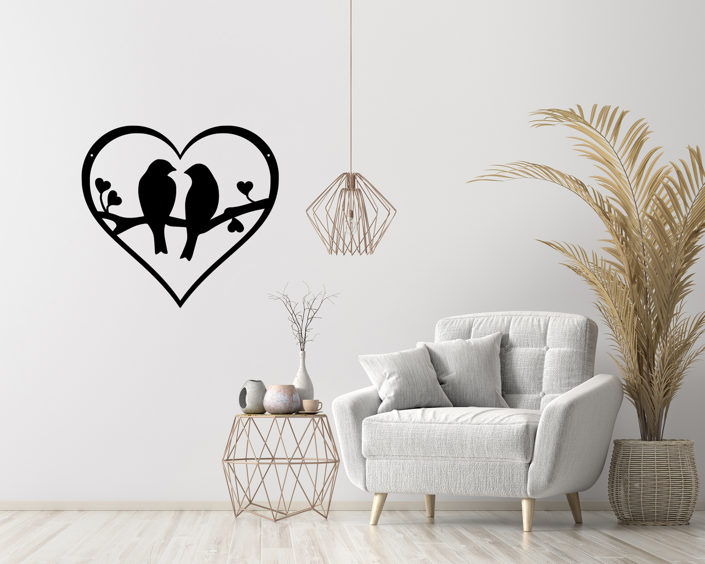 Love Birds Metal Heart Sign, Anniversary Love Gift