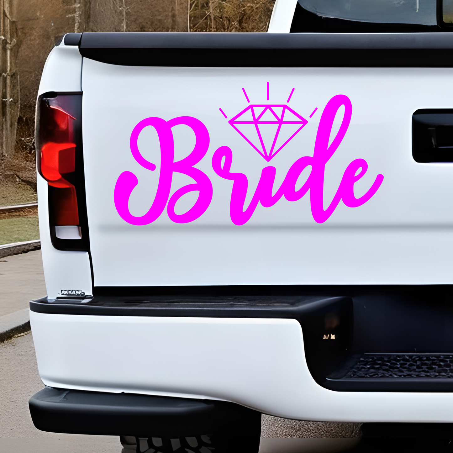 Bride with Diamond Vinyl Decal Sticker | Bridal Shower Car Window Decal