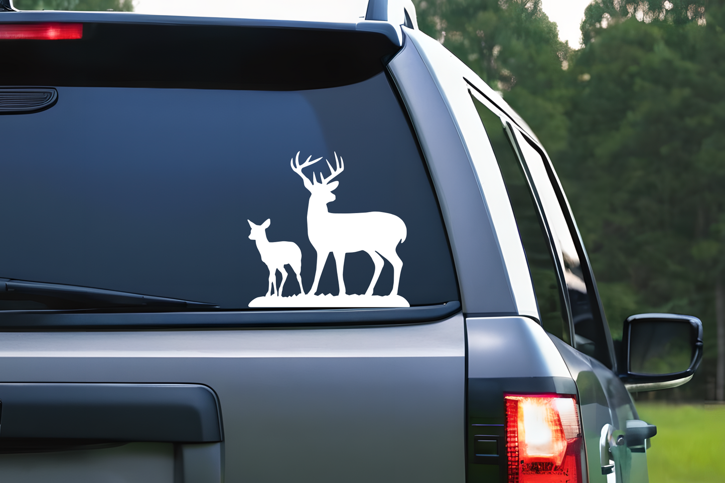 Buck Deer and Fawn Vinyl Decal Sticker