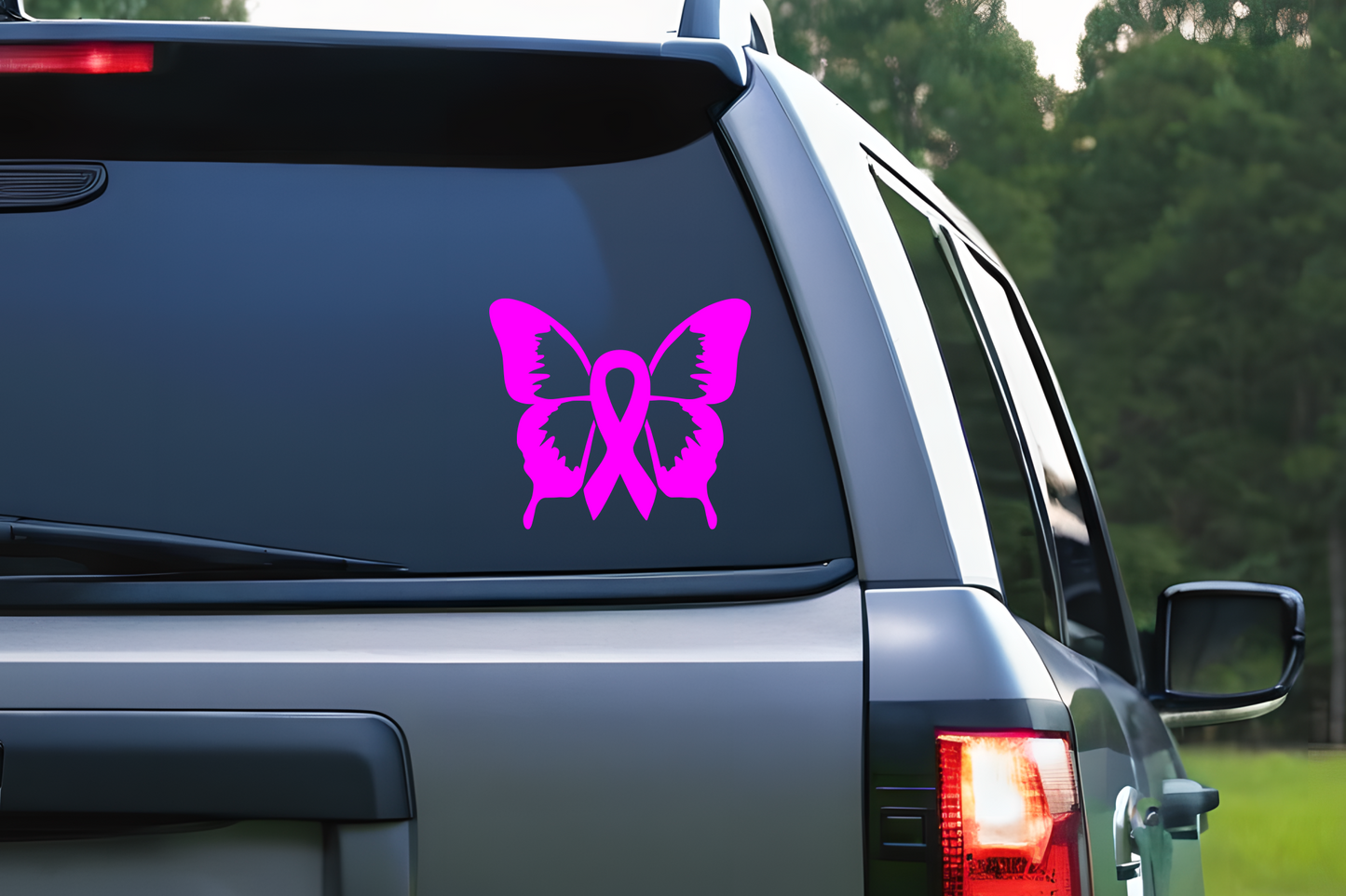 Butterfly Cancer Decal Sticker, Pink Butterfly Ribbon, Breast Cancer Awareness, Car Window Decal