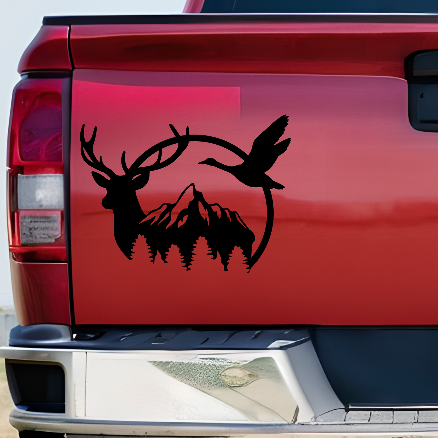 Deer Duck Mountains Vinyl Decal Sticker | Wildlife Hunting Decal