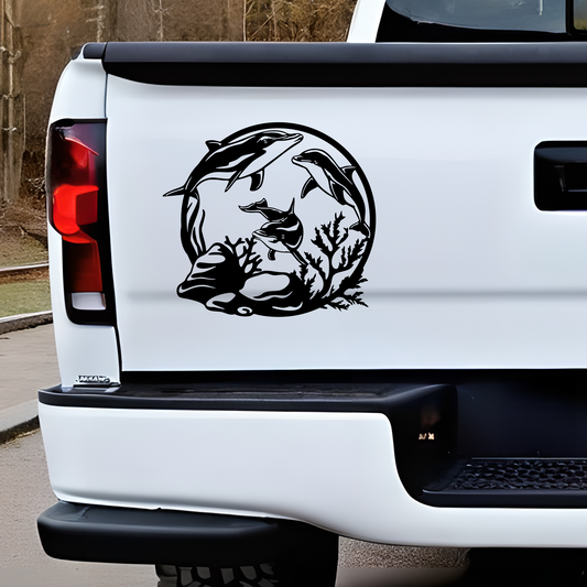 dolphin rock coral decal