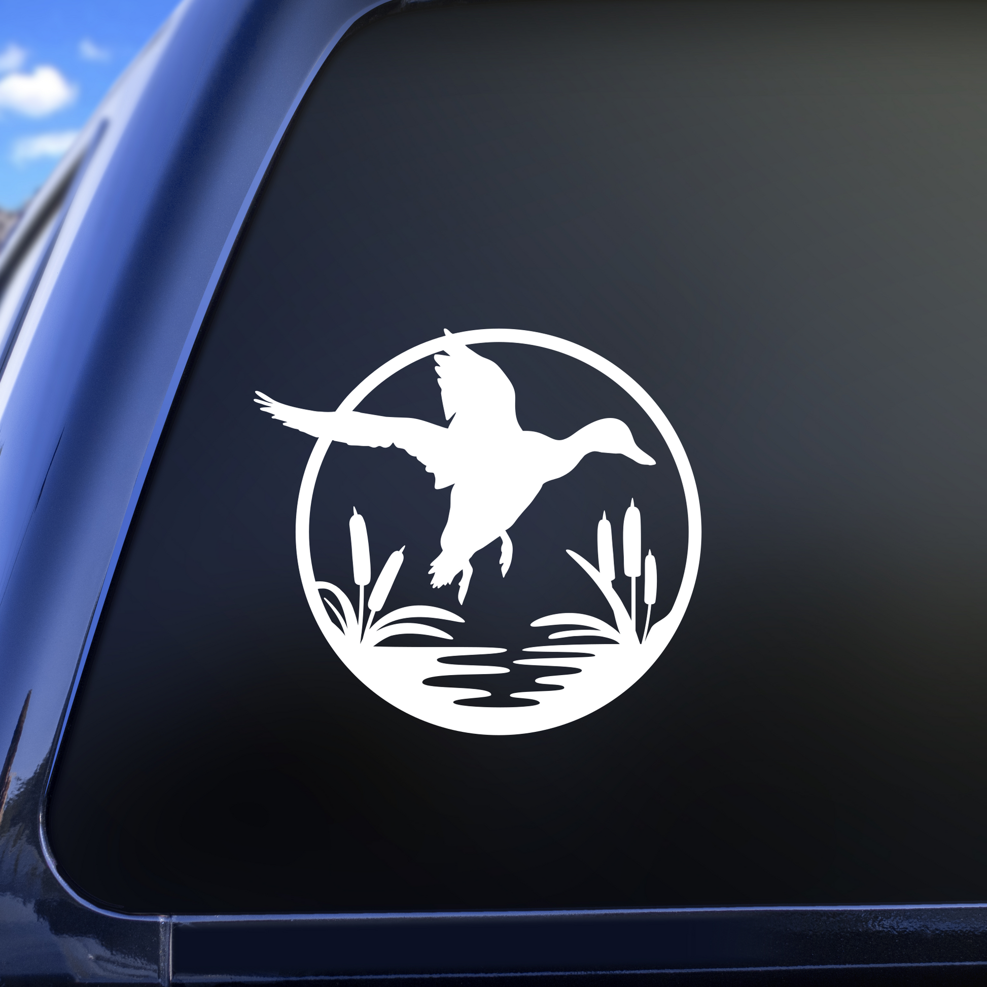 flying duck and reeds decal