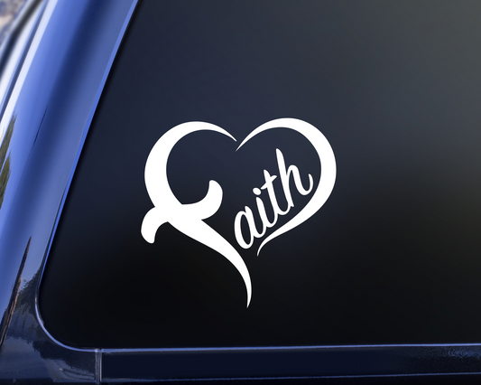 Faith Open Heart Vinyl Decal Sticker, Christian Religious Decal