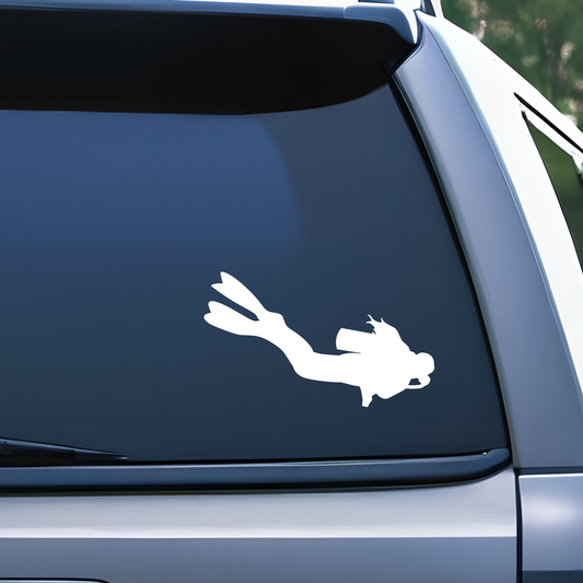 female scuba diver decal