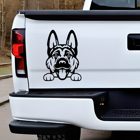 Peeking German Shepard Vinyl Decal Sticker