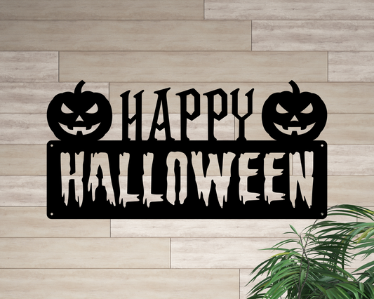 Happy Halloween Pumpkin Hanging Metal Sign