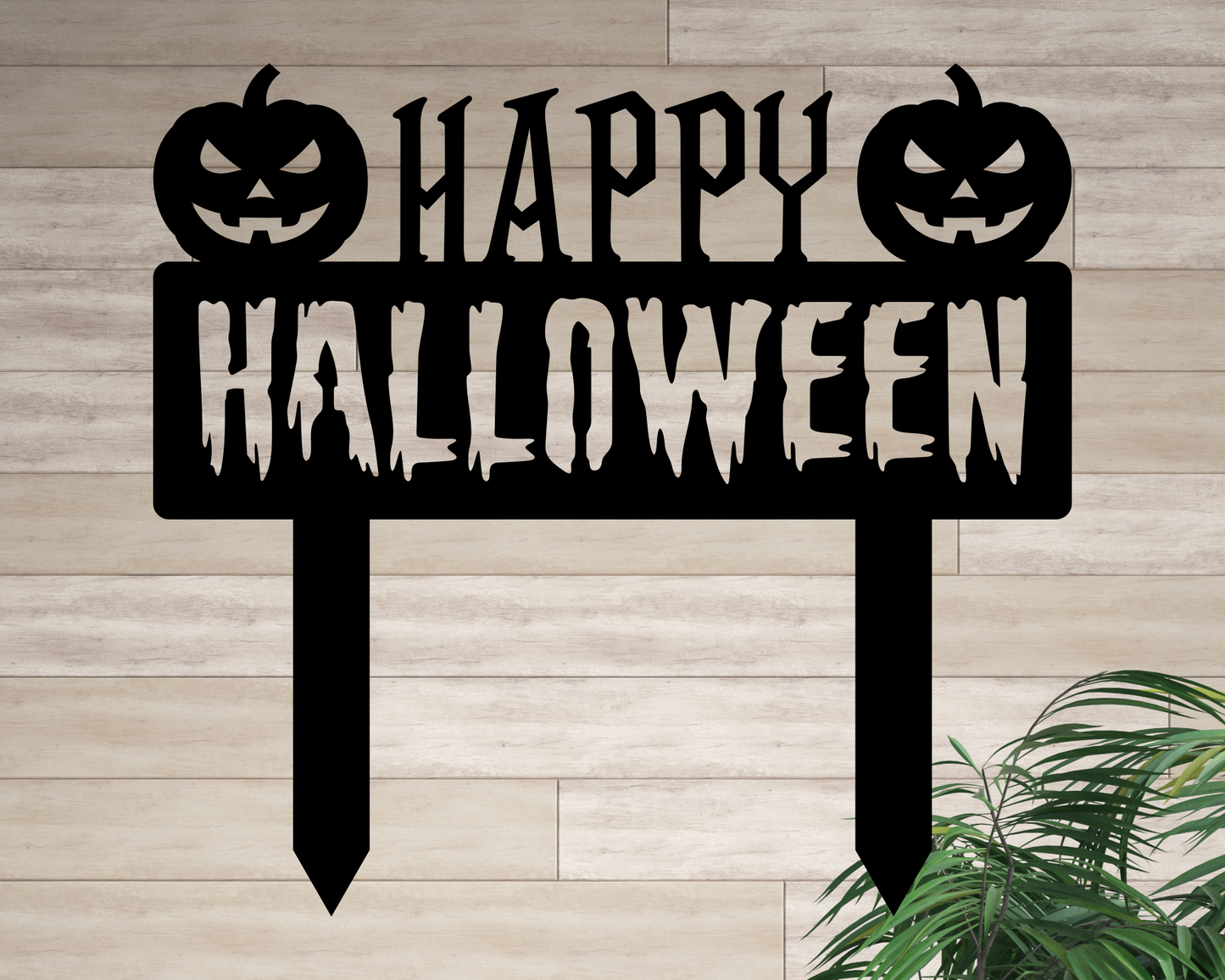 Happy Halloween Pumpkin Yard Stake Metal Sign