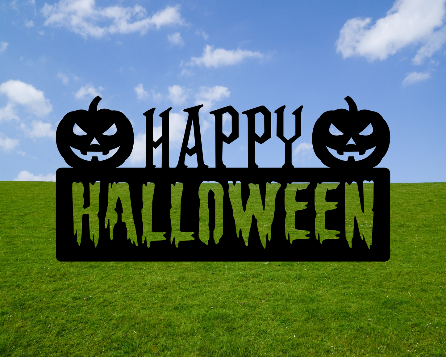 Happy Halloween Pumpkin Yard Stake Metal Sign