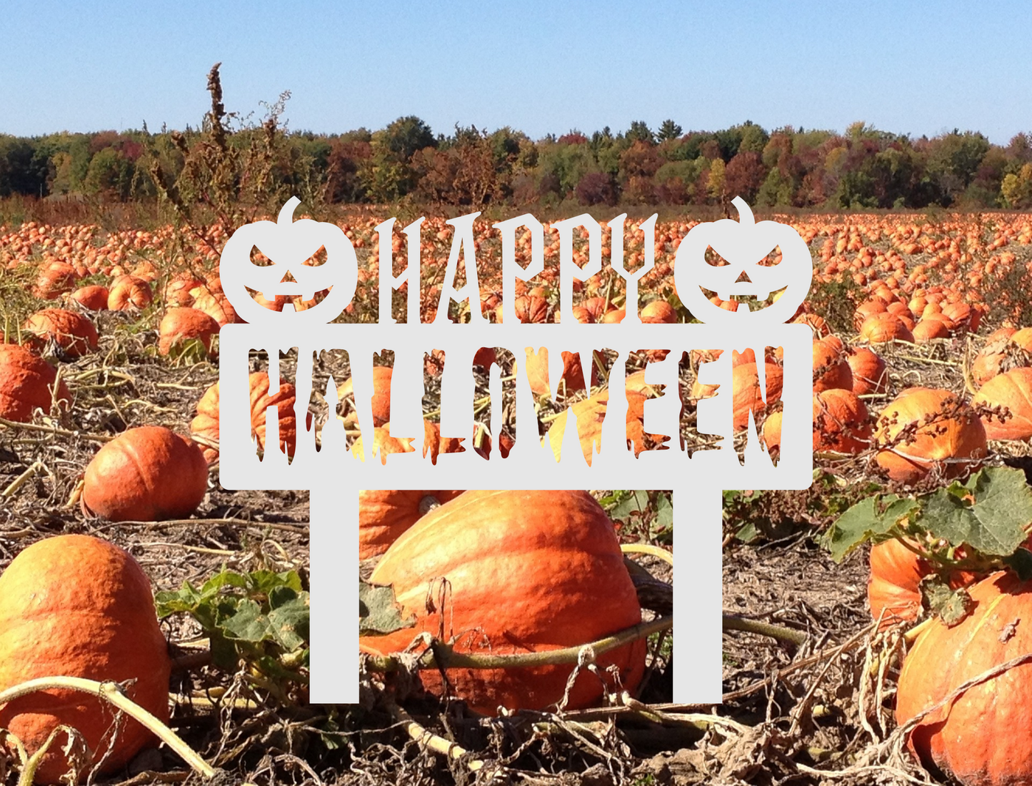 Happy Halloween Pumpkin Yard Stake Metal Sign