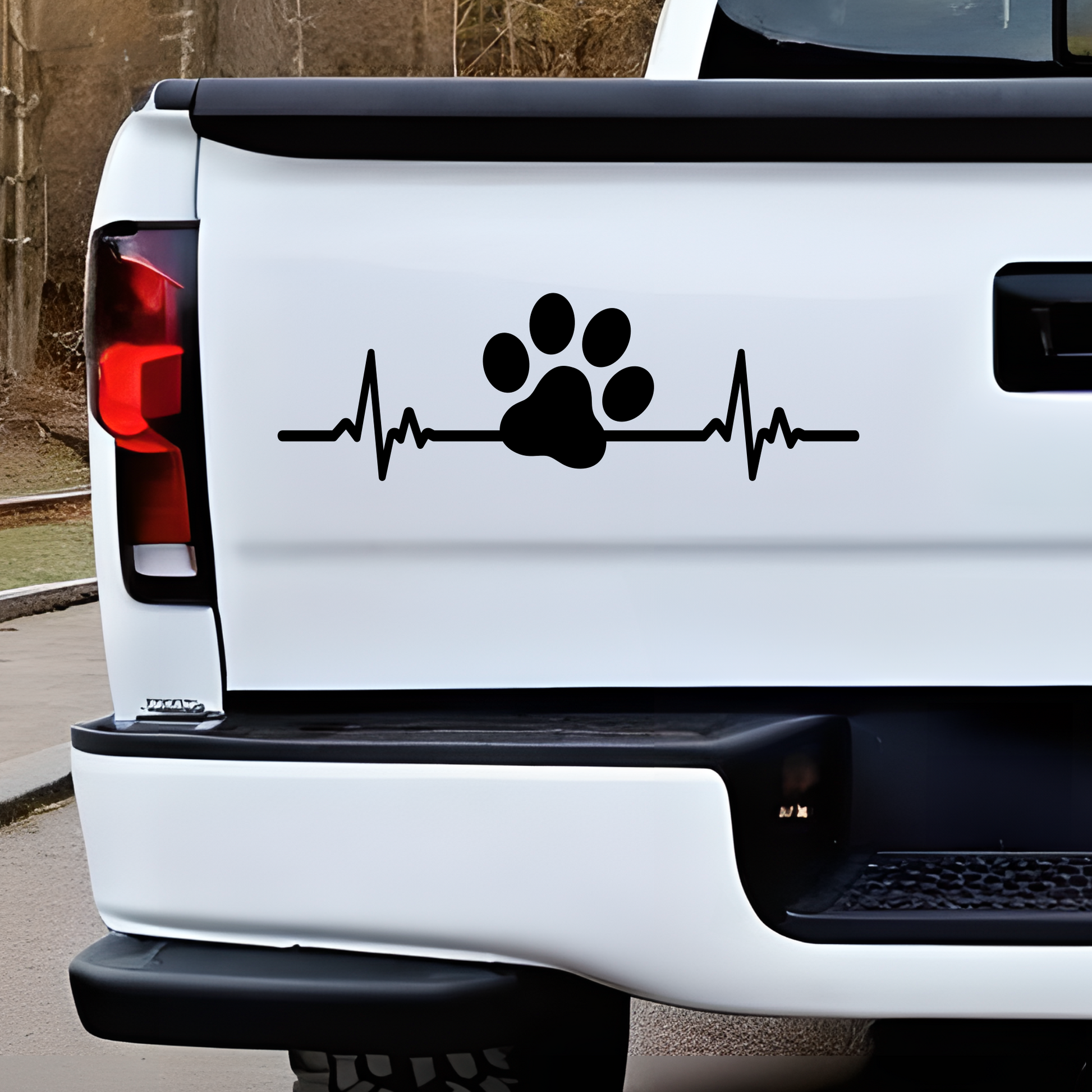 heartbeat paw print decal