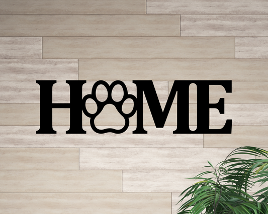 Home Paw Print Metal Sign