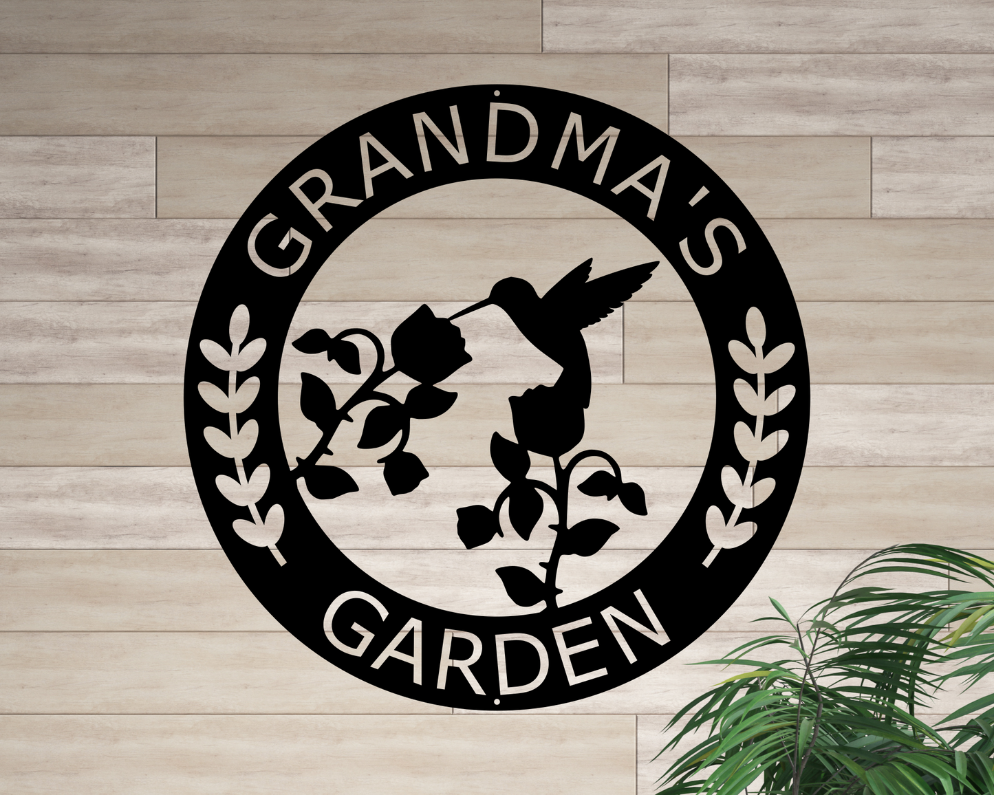 Personalized Hummingbird Round Metal Garden Sign, Custom Metal Words Cut Out