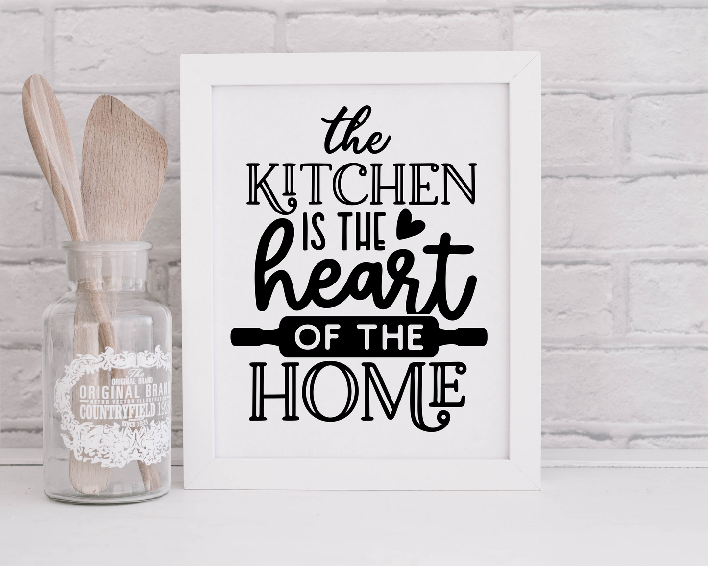 Kitchen is the Heart of the Home Rolling Pin Vinyl Decal Sticker for Kitchen Crafts