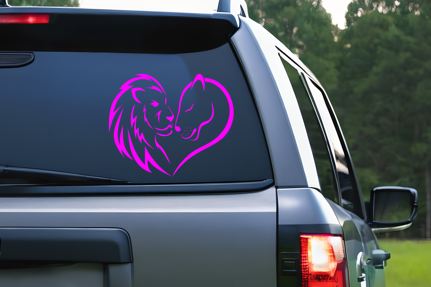 Lion and Lioness Heart Shape Vinyl Decal Sticker | Love Decal