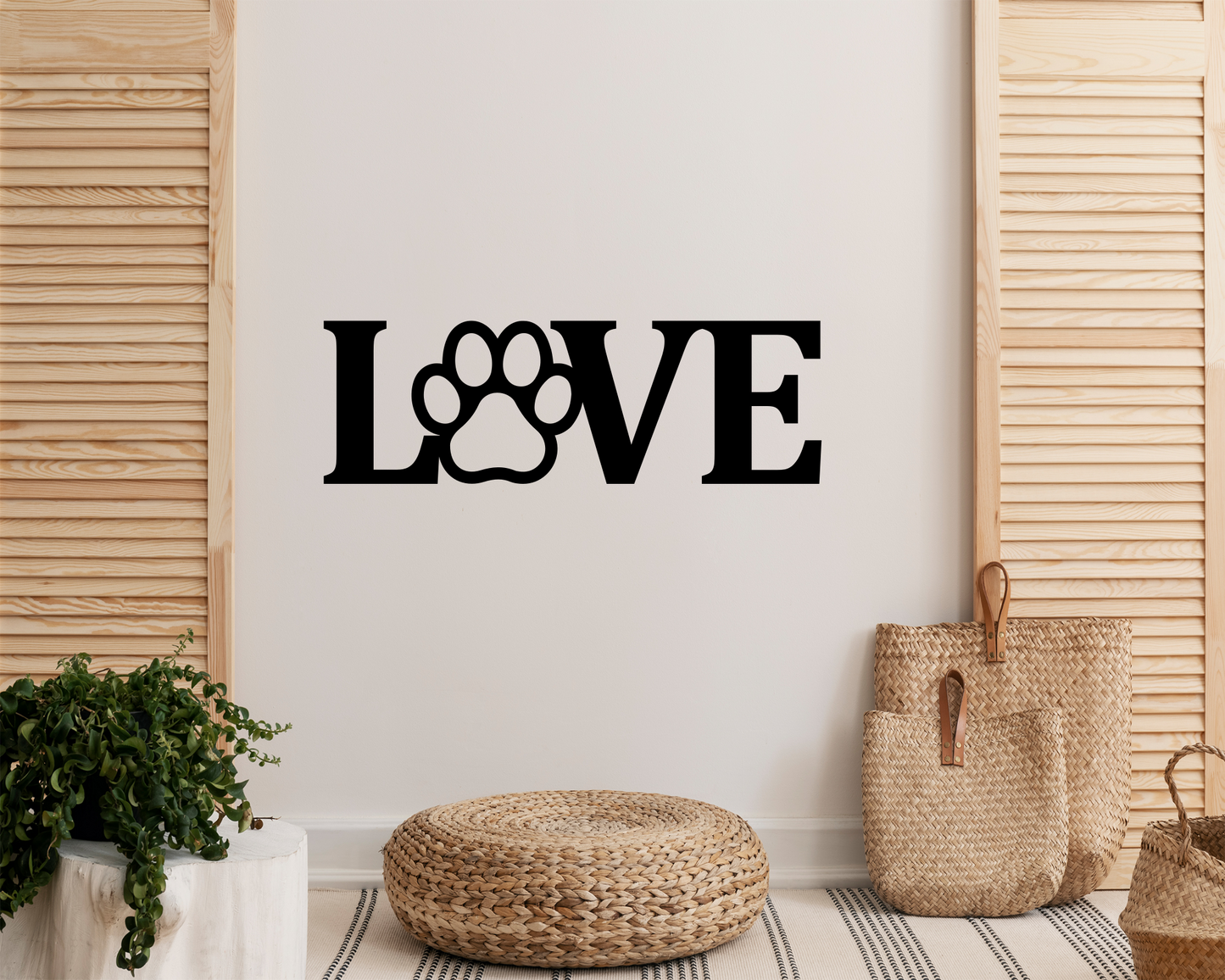 Love Paw Print Metal Sign, Dog House Decor