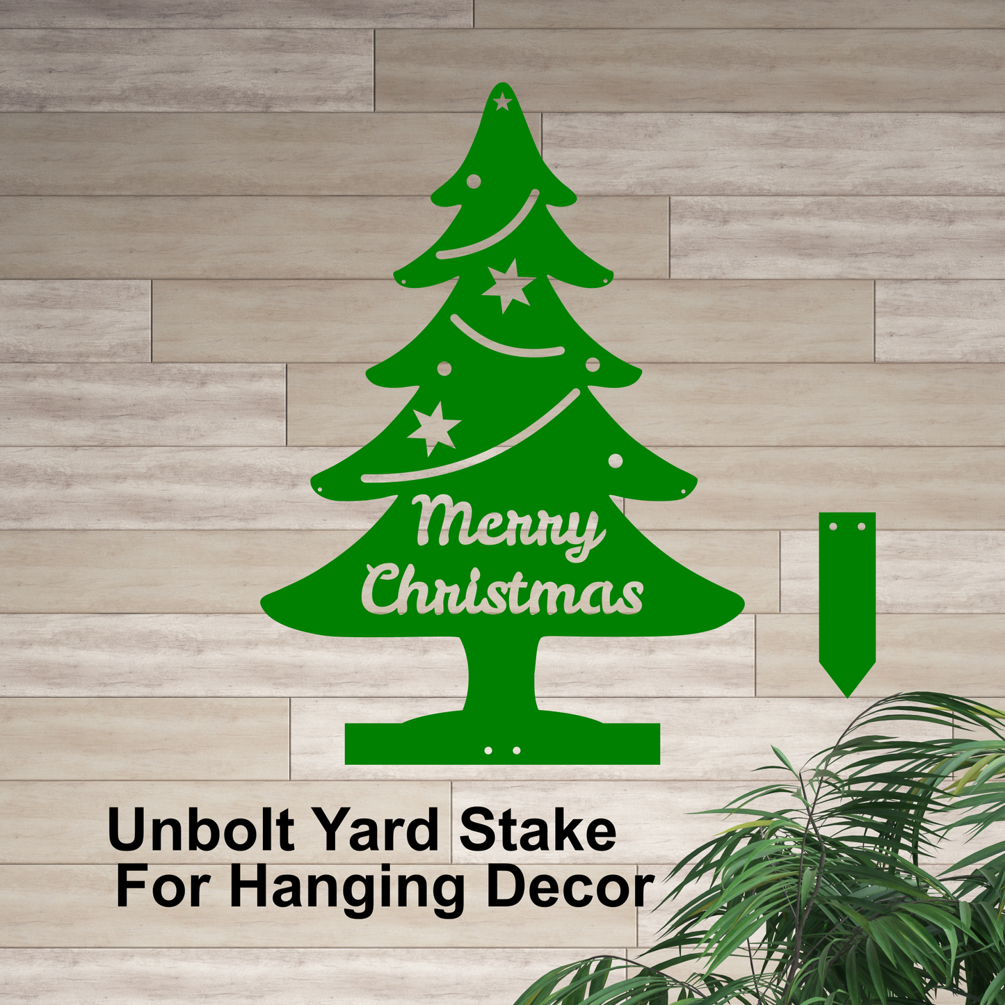 Merry Christmas Tree Yard Stake Metal Sign