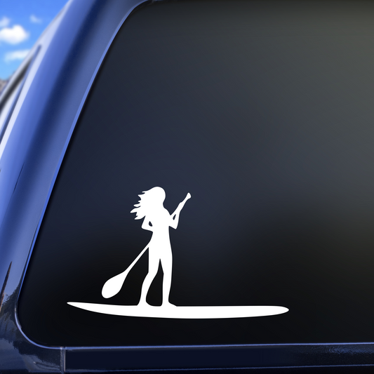 Paddle Boarding Girl Vinyl Decal Sticker