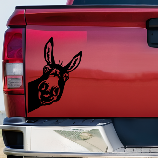 Peek a boo donkey vinyl decal sticker