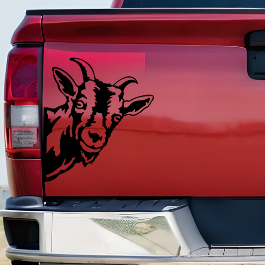 peek a boo goat decal