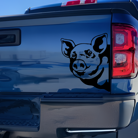 peek a boo pig decal