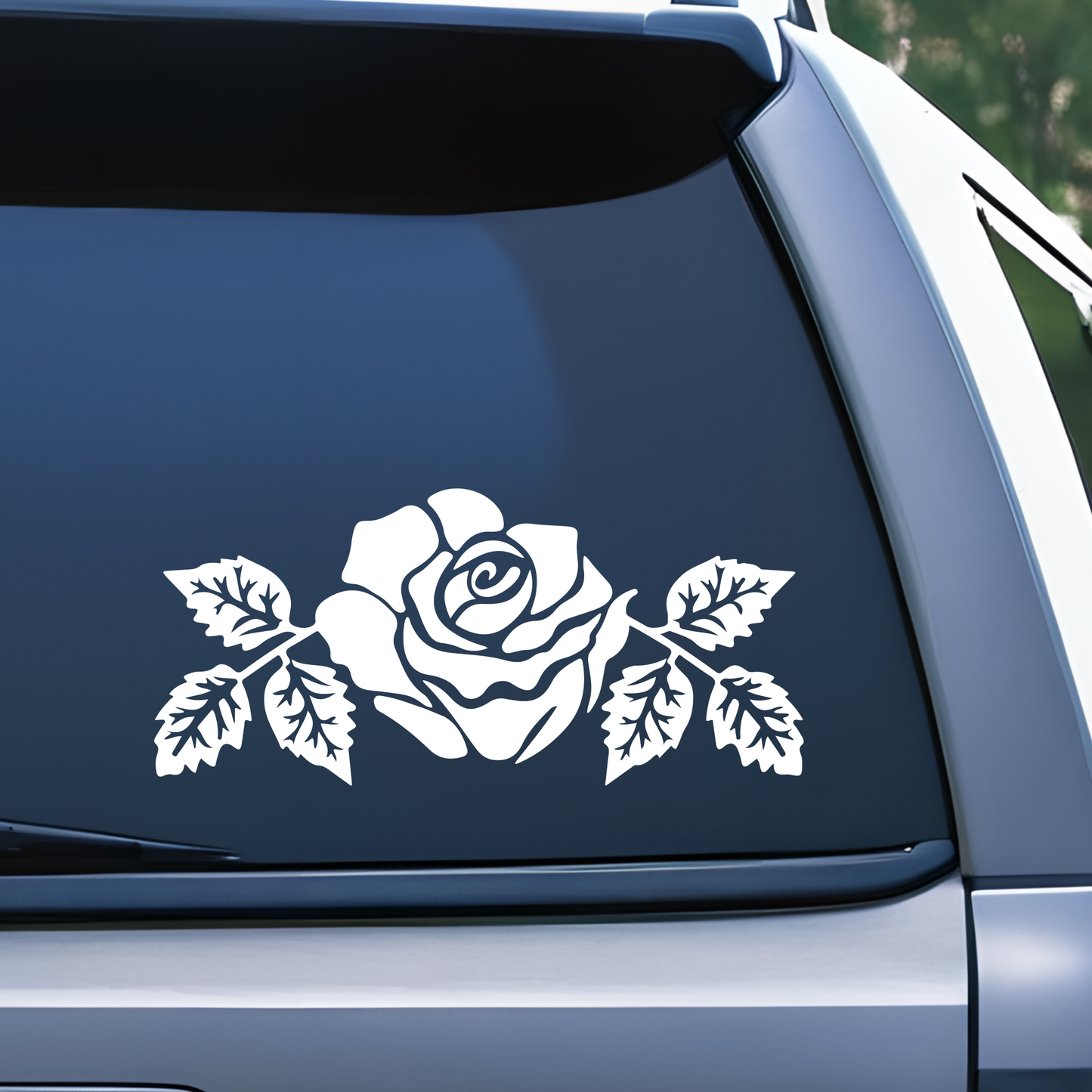 Elegant Rose With Leaves Vinyl Decal Sticker for Car Window, Laptop and more