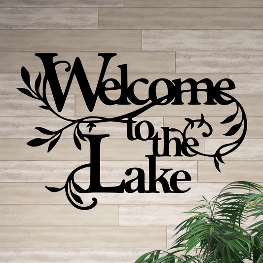 Welcome to the Lake Floral Metal Sign