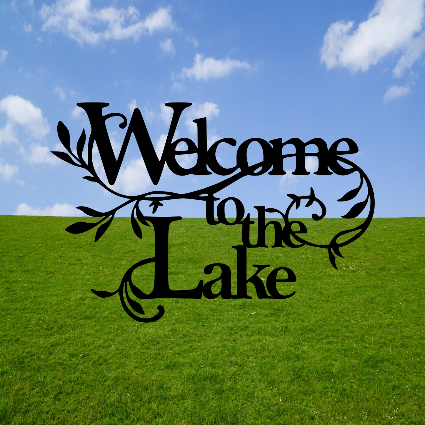 Welcome to the Lake Floral Metal Sign