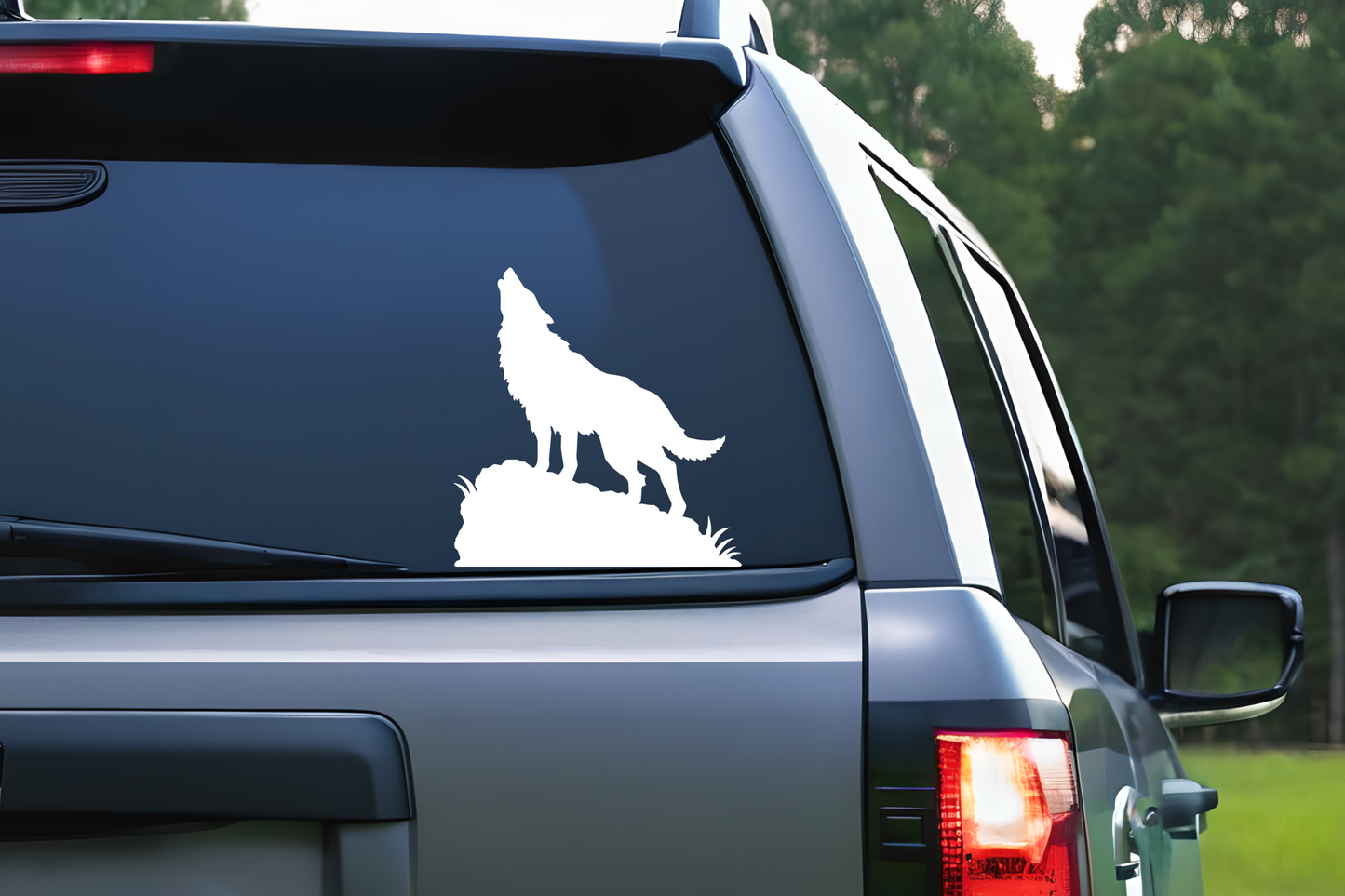 Howling Wolf on Rock Vinyl Decal Sticker | Lone Wolf Decal