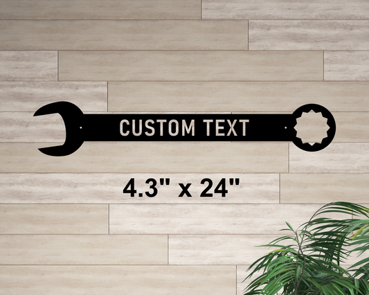 Custom Text Wrench, Garage and Shop Metal Sign