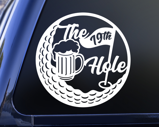 the 19th hole golf ball decal