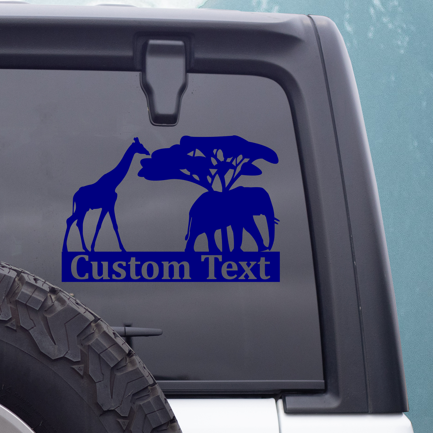 Personalized African Wildlife Decal, Elephant and Giraffe Vinyl Decal