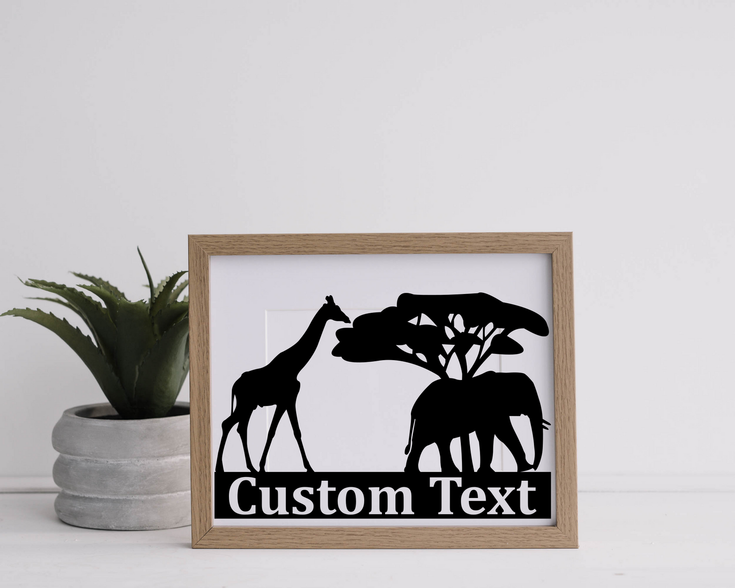 Personalized African Wildlife Decal, Elephant and Giraffe Vinyl Decal