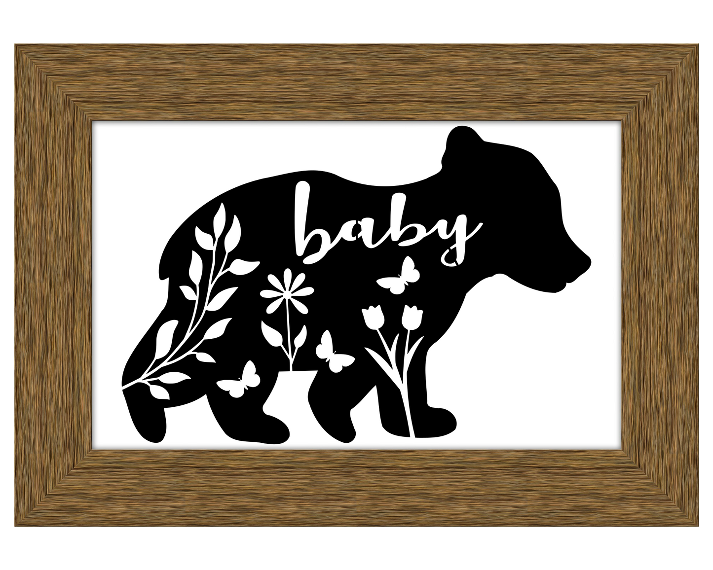 Baby Bear Vinyl Decal Sticker, Baby Shower Decor, Baby On Board, Floral Bear, Baby Room Decor