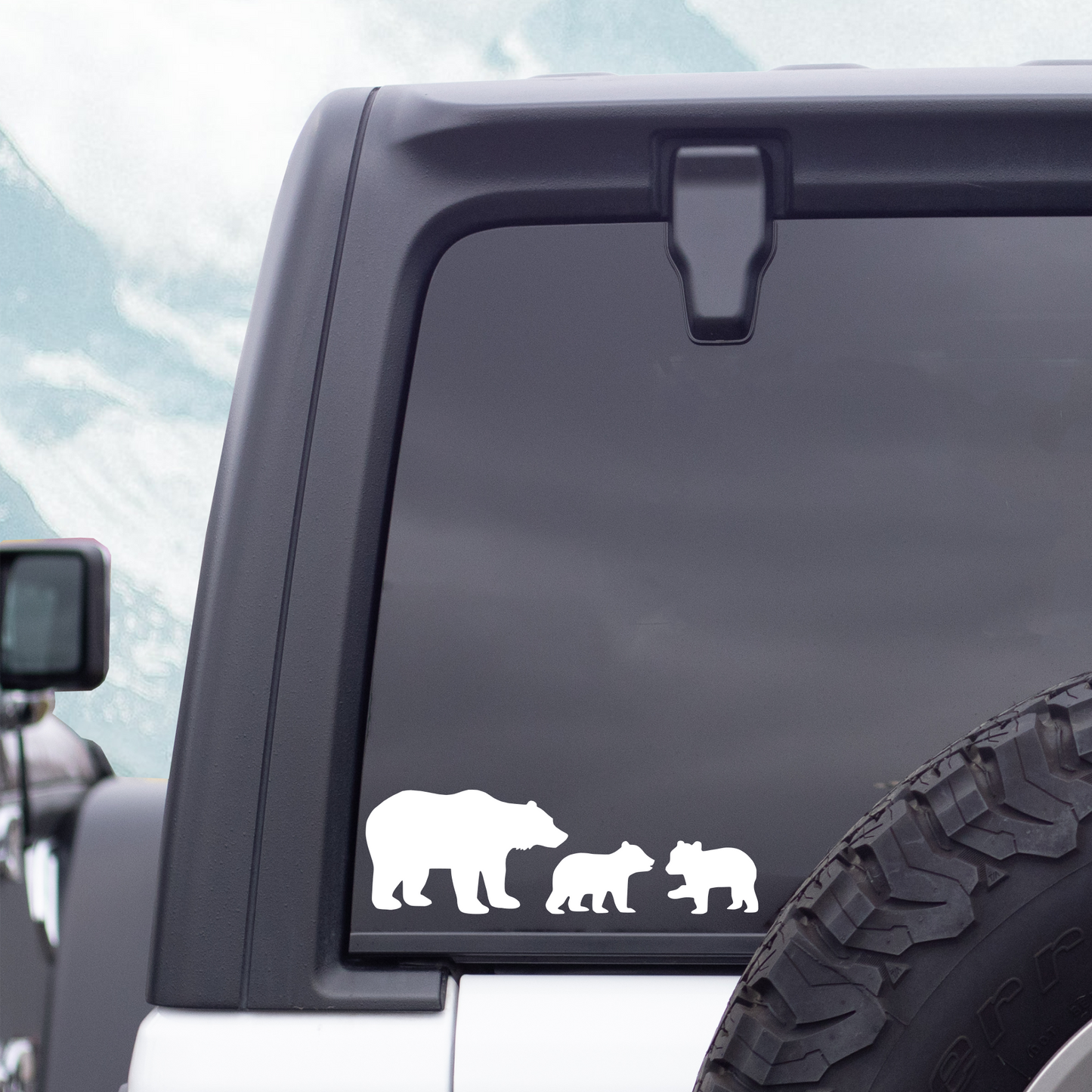 Bear and Cubs Vinyl Decal for Car Window, Wildlife Family Sticker, Forest Animal