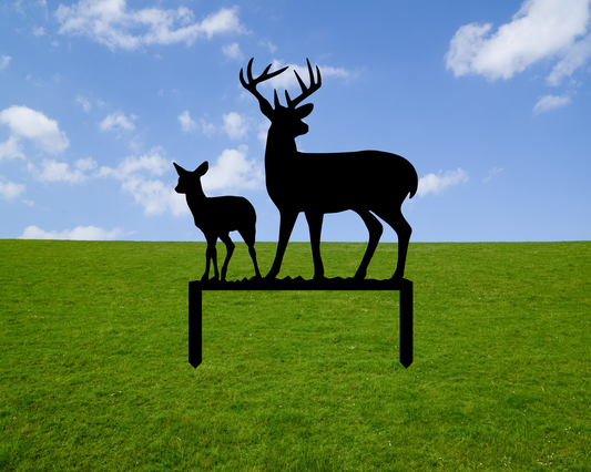 Buck Deer and Fawn Yard and Garden Stake Sign