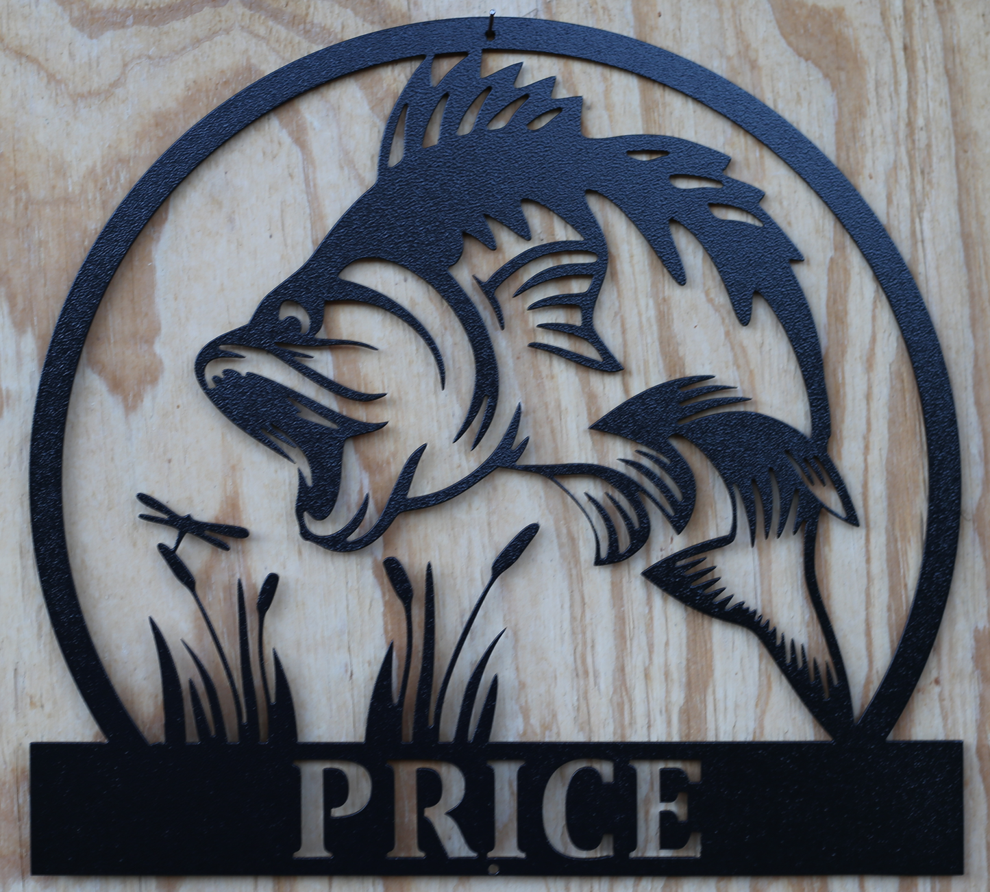 Personalized Jumping Bass Fish Sign, Custom Metal Family Name Sign, Lake Cabin Décor