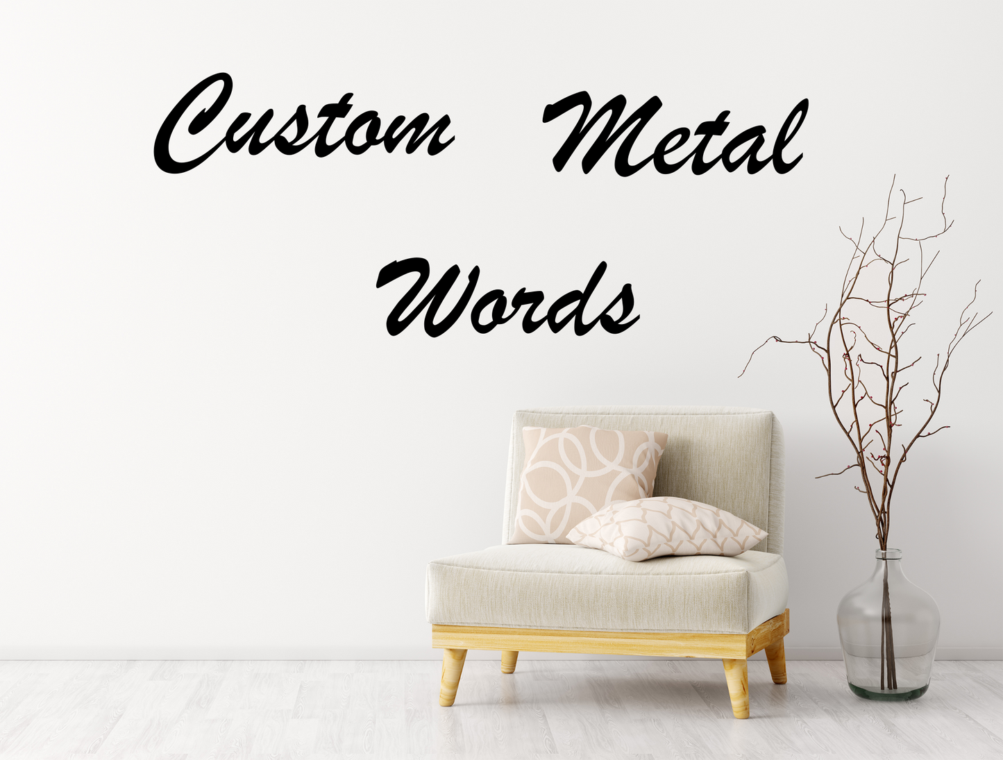Custom Metal Words, Your Custom Text, Custom Name, Cursive Metal Words