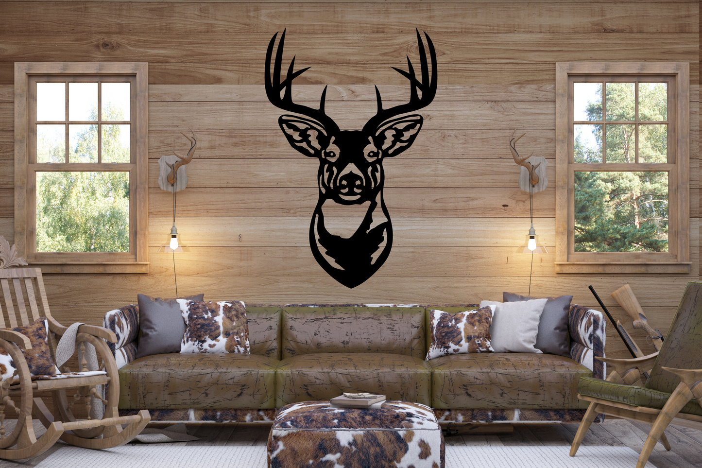 Deer Head Metal Wall Décor, Deer Silhouette, Mounted Metal Deer Head