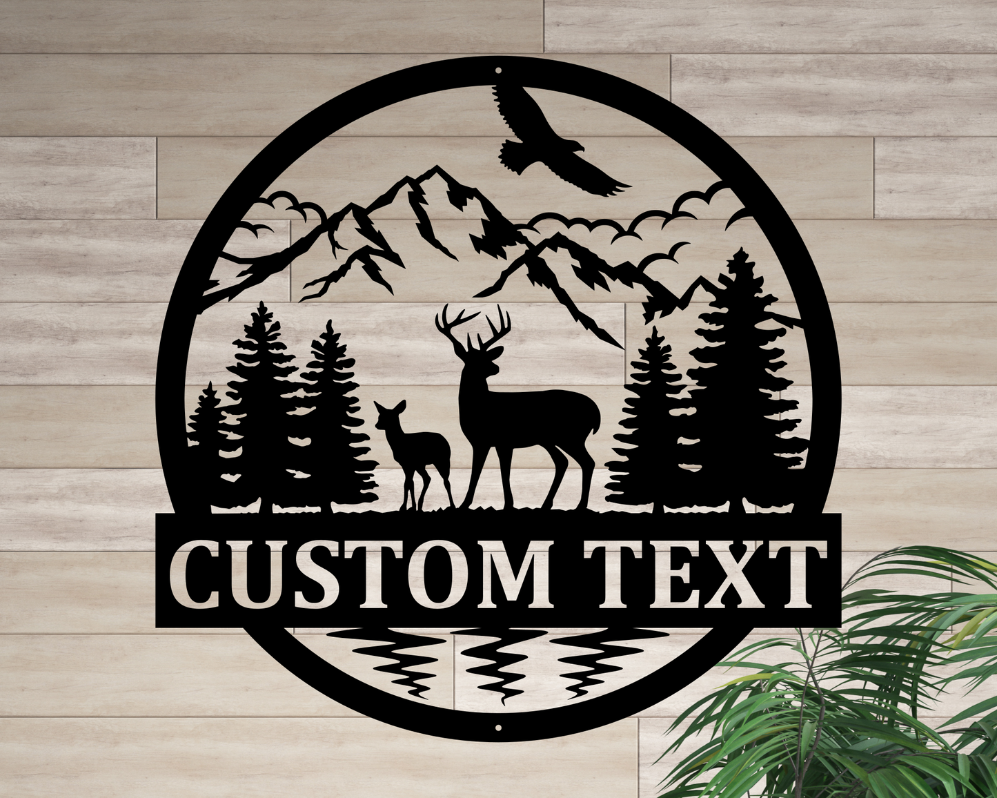 Personalized Wildlife Deer Scene Monogram, Custom Family Last Name Metal Sign
