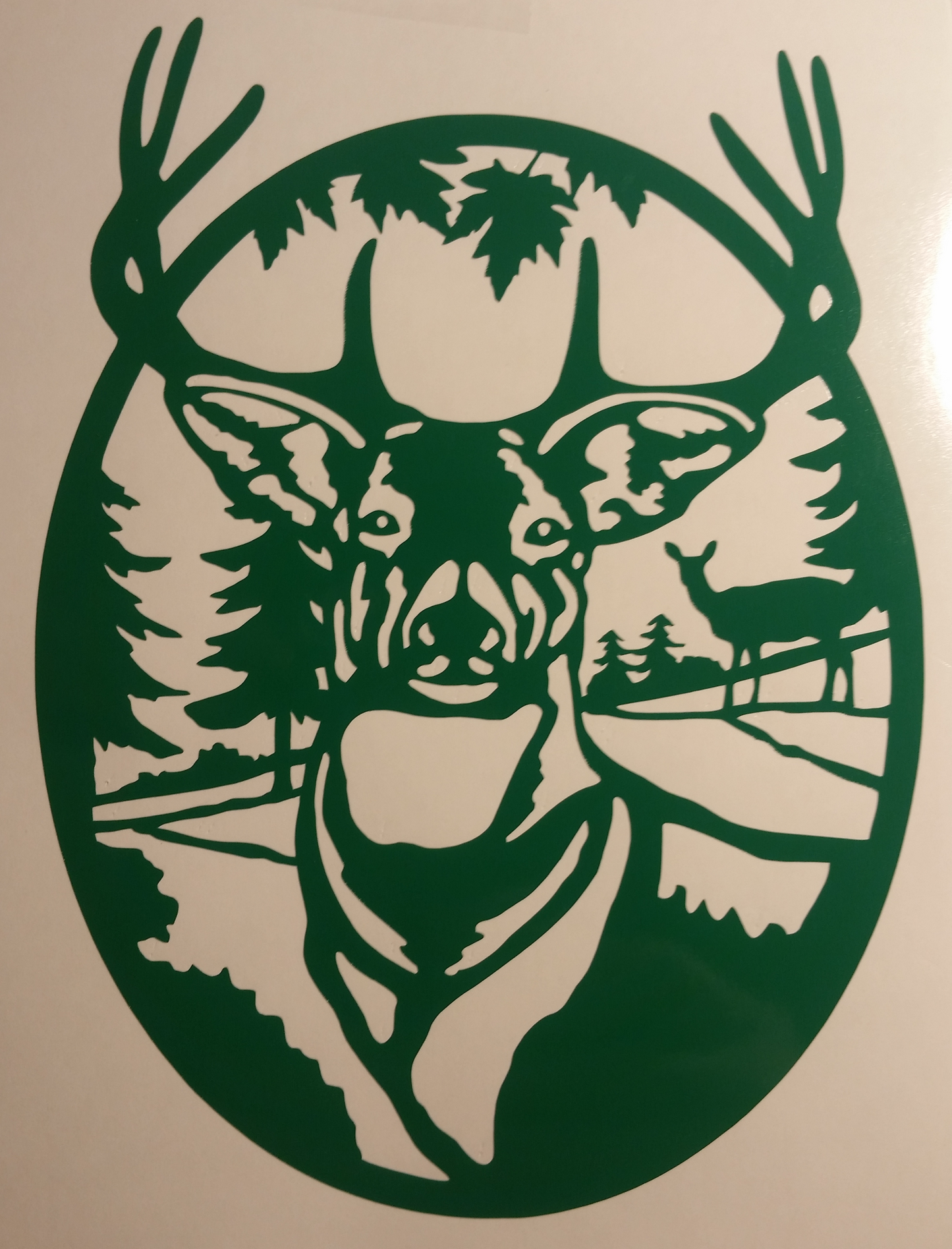 Deer in Forest Decal, Vinyl Decal Sticker, Antlers, Buck and Doe Decal, Wildlife Window Decal
