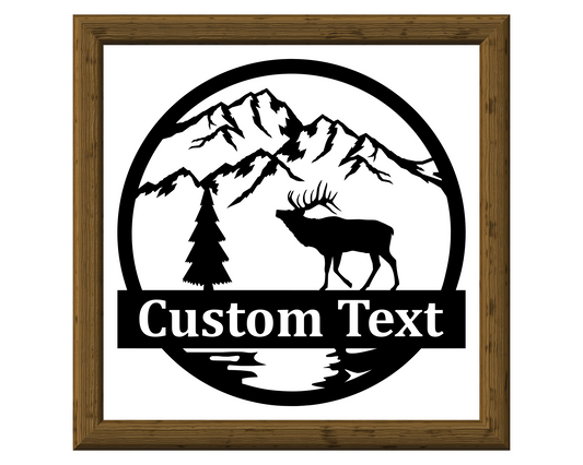 personalized elk mountains trees river decal