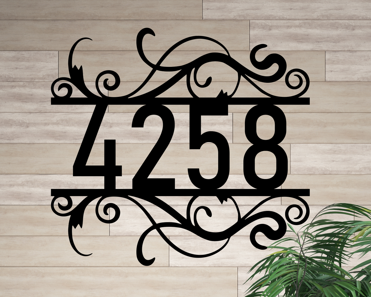 Personalized Flourish Address Sign, House Number Metal Sign