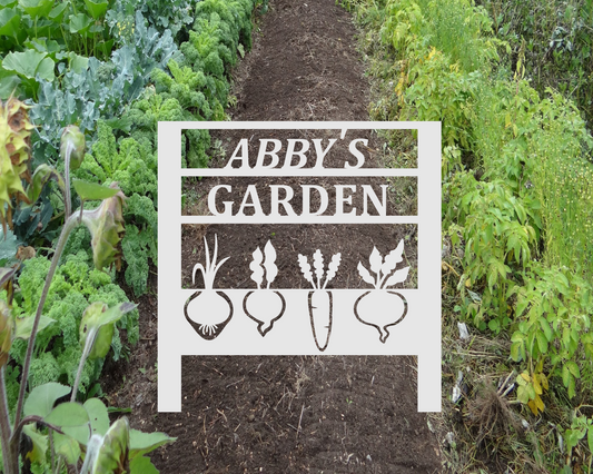 Personalized Garden Vegetable Sign, Custom Metal Words Garden Stake Sign