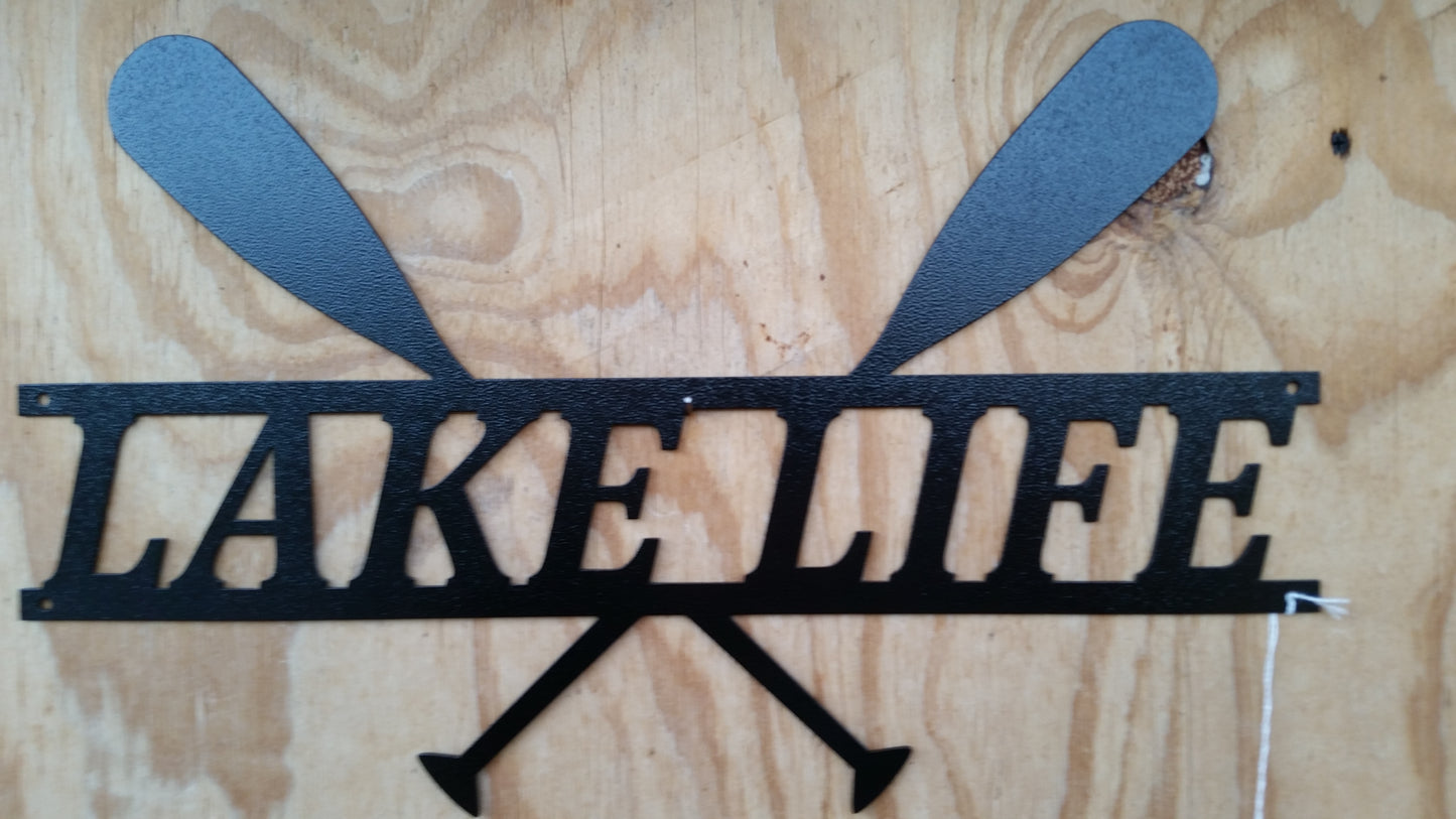 Lake Life Boat Paddles Metal Sign, Rowing Oars Sign